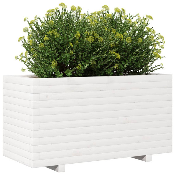 Vaso/floreira de jardim 90x90x49.5 cm pinho maciço branco M 4