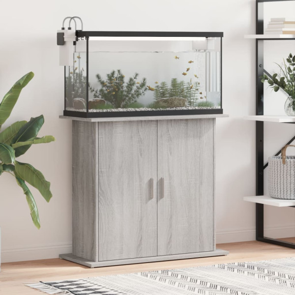 Soporte para acuario madera ingeniería gris Sonoma 81x36x73 cm D