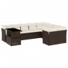 Set de sofás de jardín 10 pzas y cojines ratán sintético marrón 2