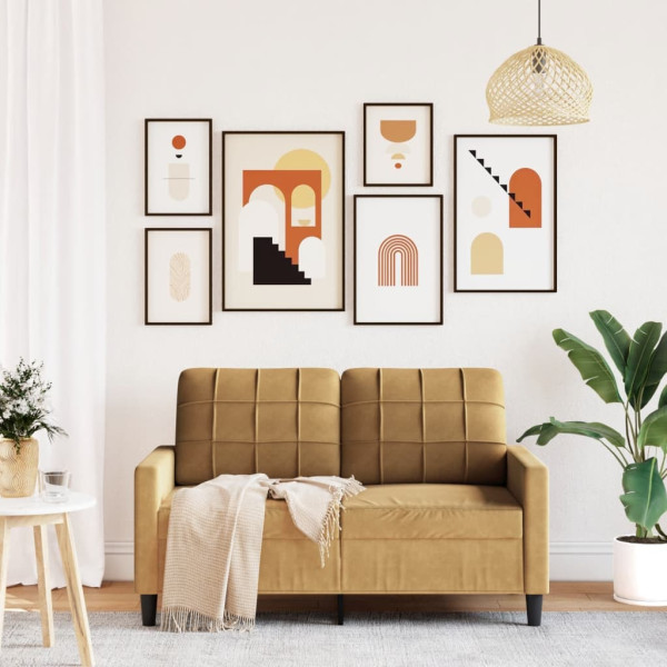 Sofá de 2 lugares veludo 120 cm castanho M 3