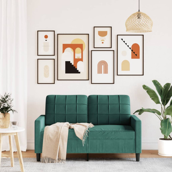 Sofá de 2 lugares 120 cm veludo verde-escuro M 3