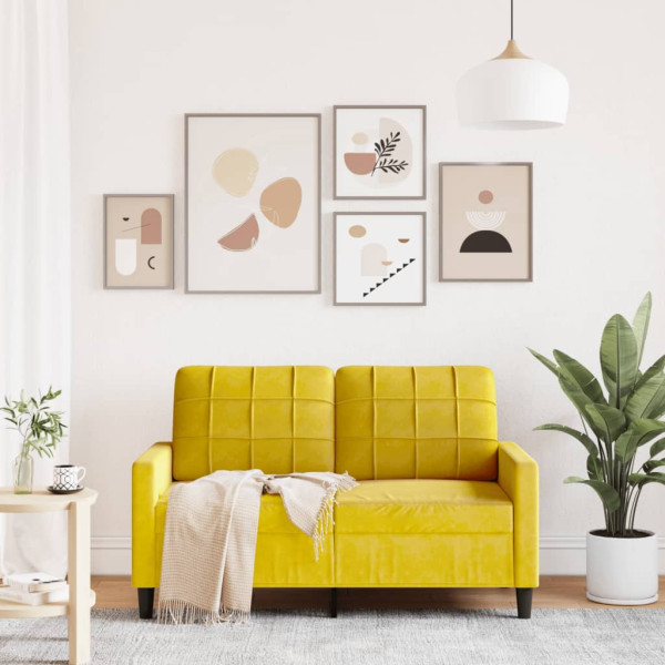 Sofá de 2 plazas terciopelo amarillo 120 cm M 3
