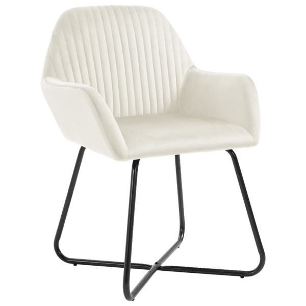 Cadeiras de jantar 4 pcs veludo cor creme M 2