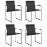 Cadeiras de jardim 4 pcs aço e textilene preto 2