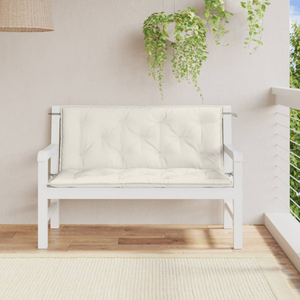 Almofadões banco jardim 2pcs 120x50x7cm mesclado creme M 3
