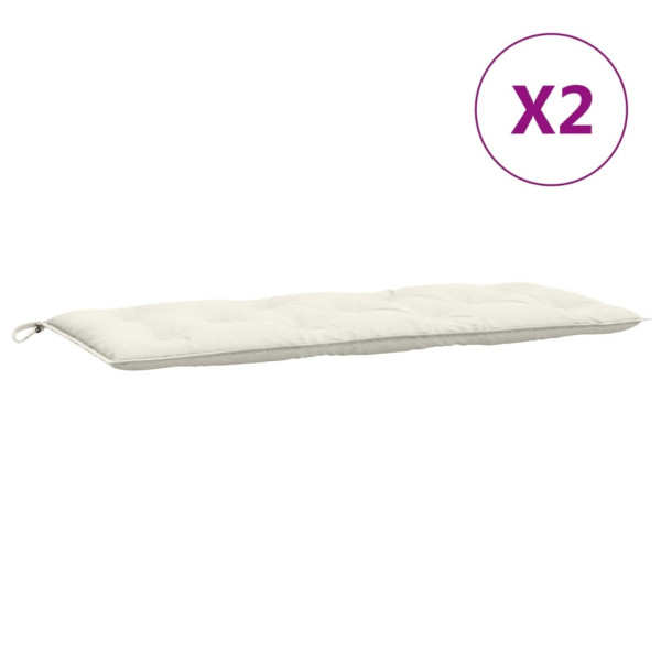 Cojines para banco jardín 2 uds tela crema melange 120x50x7 cm M 4