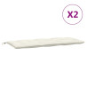 Cojines para banco jardín 2 uds tela crema melange 120x50x7 cm 4