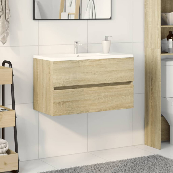 Armario lavabo madera de ingeniería roble Sonoma 80x38.5x45 cm D