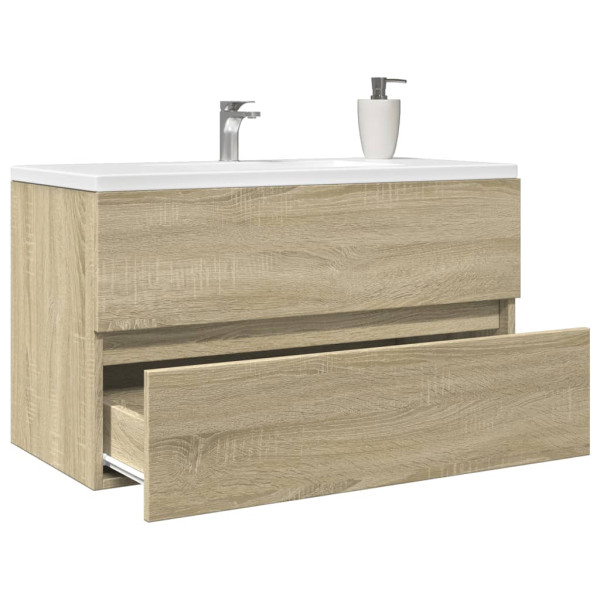 Armario lavabo madera de ingeniería roble Sonoma 80x38.5x45 cm M 3