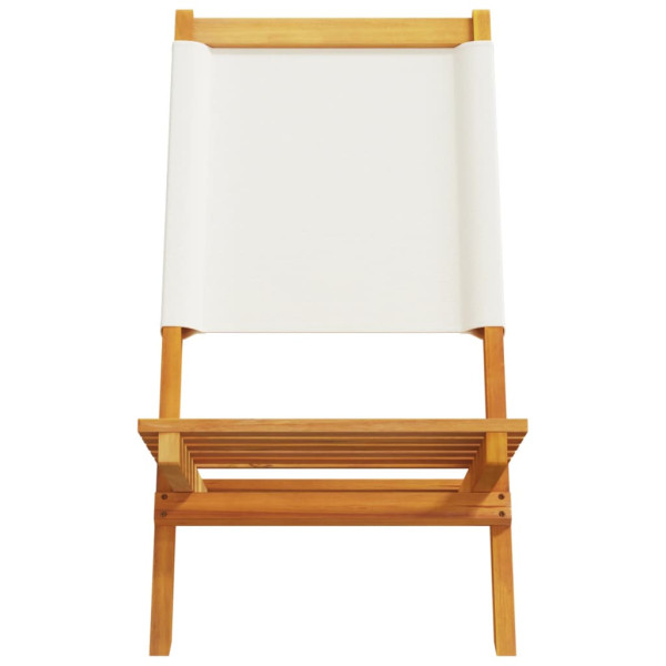 Sillas jardín plegables 4 uds tela madera maciza y tela crema M 5