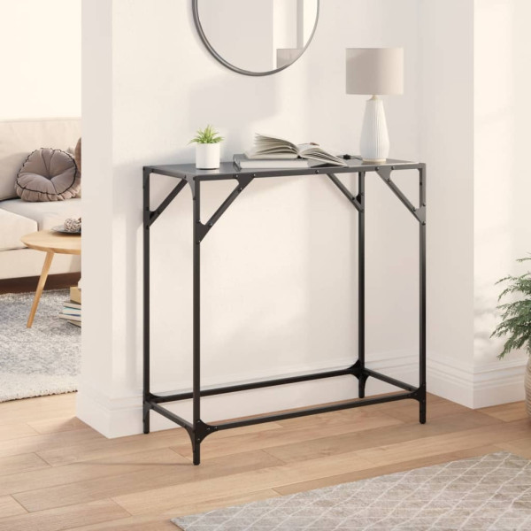 Mesa consola con superficie de vidrio negro acero 80x35x81 cm M 2