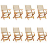 Sillas de jardín plegables 8 uds madera maciza y ratán PE beige 2