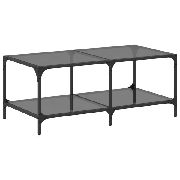 Mesa de centro com topo em vidro preto 98.5x50x40 cm aço M 2