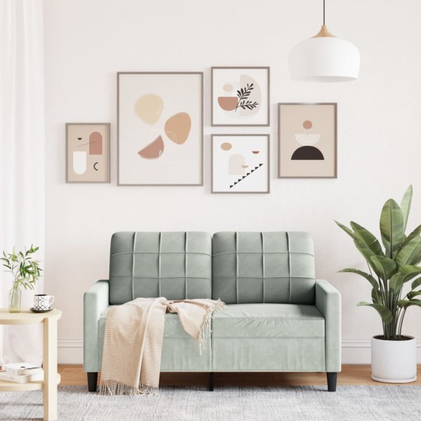 Sofá de 2 lugares 120 cm veludo cinzento-claro M 3