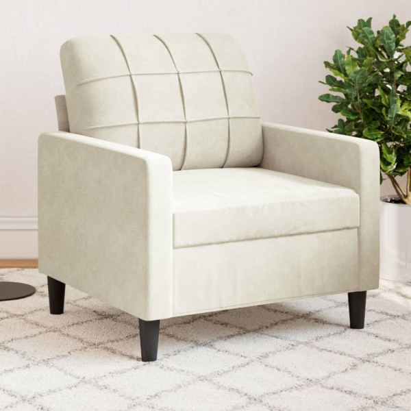 Sillón de terciopelo color crema 60 cm D