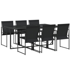 7 pcs conjunto de jantar para jardim textilene preto H