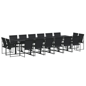 17 pcs conjunto de jantar para jardim textilene preto H