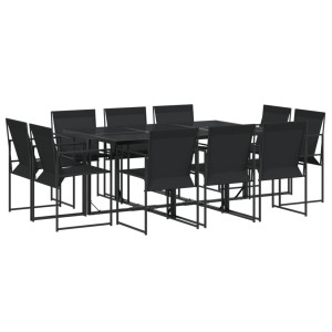 11 pcs conjunto de jantar para jardim textilene preto H