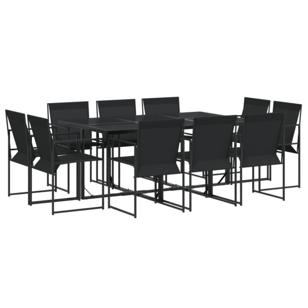 Juego de comedor de jardín 11 piezas textileno negro M 2