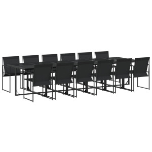 13 pcs conjunto de jantar para jardim textilene preto H