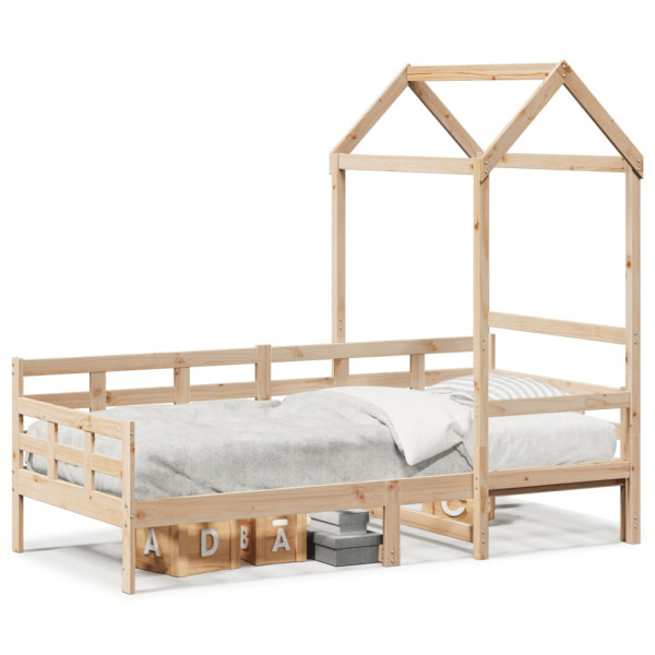 Sofá cama con techo madera maciza de pino 90x200 cm D