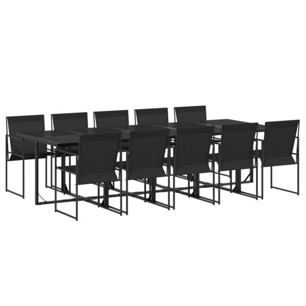 Juego de comedor de jardín 11 piezas textileno negro M 2
