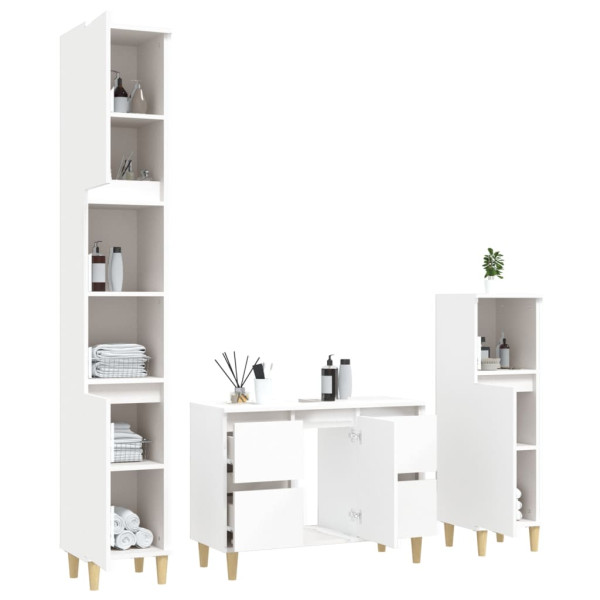 Juego de muebles de baño 3 pzas madera contrachapada blanco M 4