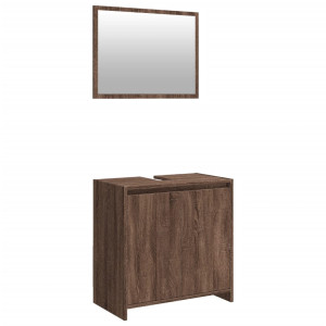 Set de muebles baño 2 pzas madera contrachapada marrón roble H