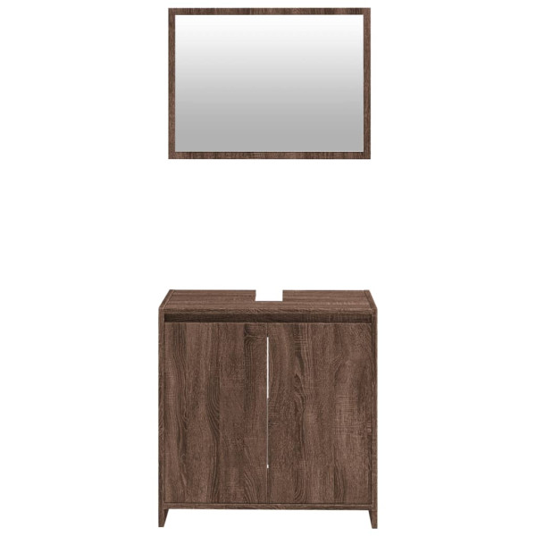 Set de muebles baño 2 pzas madera contrachapada marrón roble M 5