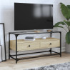 Mueble TV cristal y madera ingeniería roble Sonoma 98x35x51 cm 1