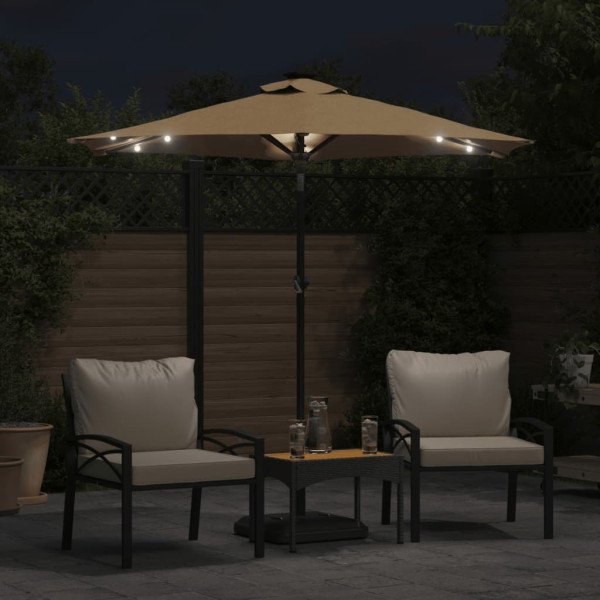Guarda-sol jardim c/ LEDs e poste de aço 225x225x212 cm M 3