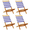 Cadeiras de jardim dobráveis 4 pcs tecido/madeira azul e branco 2