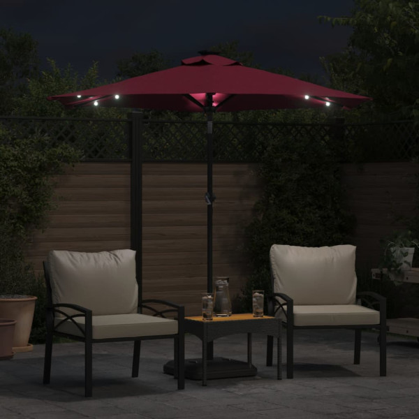 Guarda-chuva de jardim com poste de aço bordô com luz LED 225x225x212 cm M 3