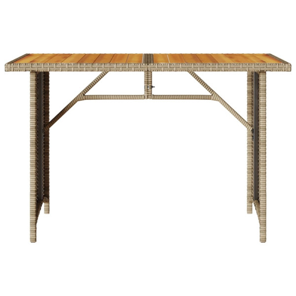 Mesa de jardín superficie de madera ratán PE beige 110x68x70 cm M 4