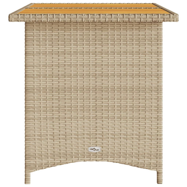 Mesa de jardim com tampo de madeira 110x68x70 cm vime PE bege M 5