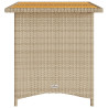 Mesa de jardín superficie de madera ratán PE beige 110x68x70 cm 5