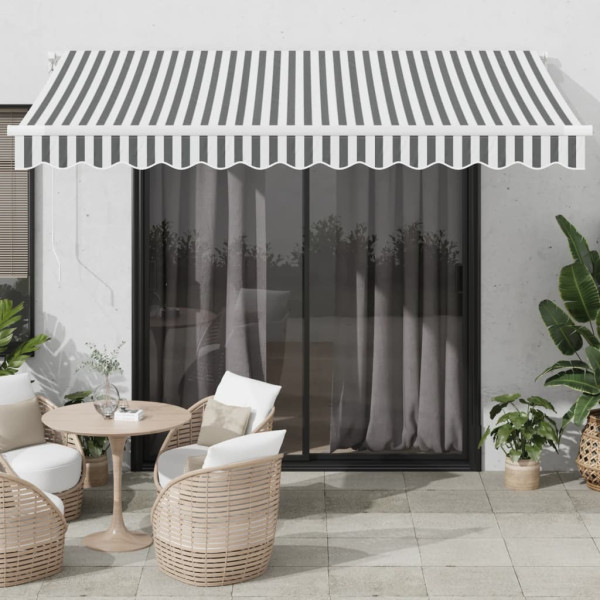 Toldo retráctil automático gris antracita y blanco 350x250 cm D