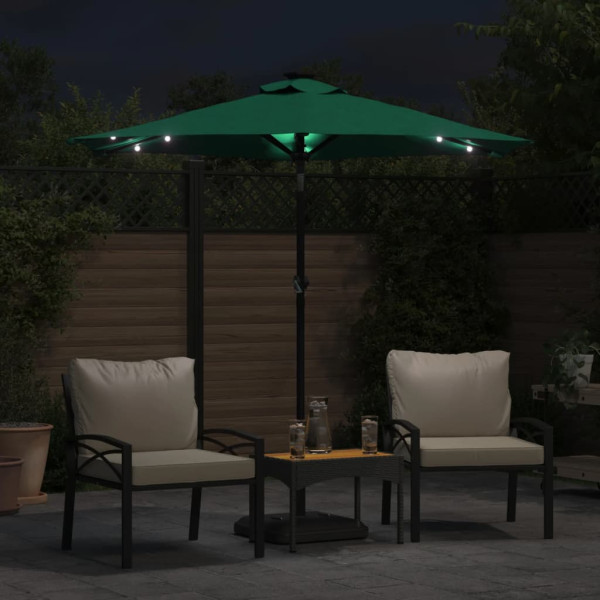Guarda-sol jardim c/ LEDs e poste de aço 225x225x212 cm verde M 3