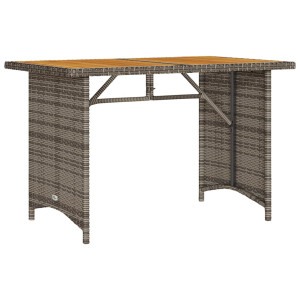 Mesa de jardín superficie de madera ratán PE gris 110x68x70 cm H