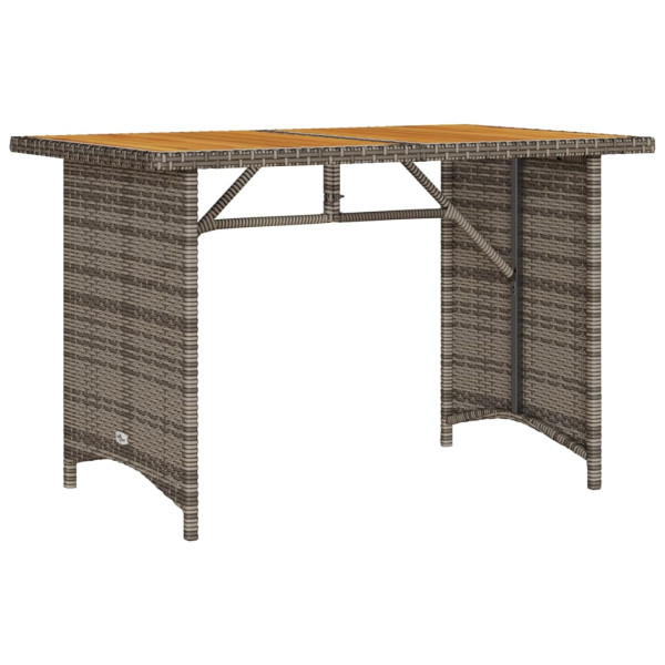 Mesa de jardín superficie de madera ratán PE gris 110x68x70 cm M 2