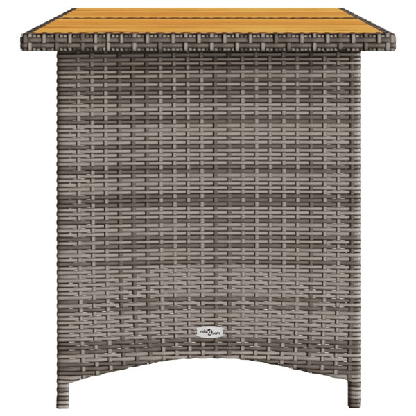 Mesa de jardim com tampo de madeira 110x68x70 cm vime PE cinza M 5