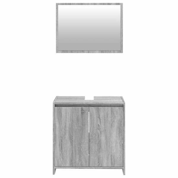Set de muebles de baño 2 pzas madera contrachapada gris sonoma M 5