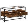 Mueble TV cristal y madera ingeniería roble ahumado 98x35x51 cm 3