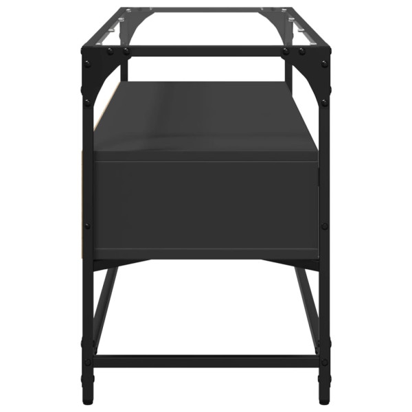 Mueble TV cristal y madera ingeniería negro 98x35x51 cm M 5
