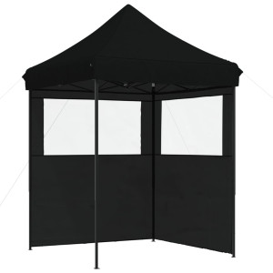 Tienda de fiesta plegable Pop-Up con 2 paredes laterales negra H
