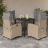 Set comedor de jardín 5 pzas con cojines ratán sintético beige 1