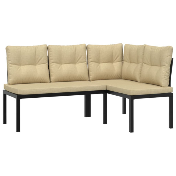 Bancos jardín y cojines 2 pzas acero recubrimiento polvo negro M 2