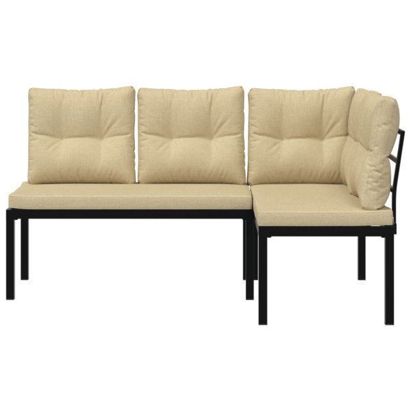 Bancos jardín y cojines 2 pzas acero recubrimiento polvo negro M 3