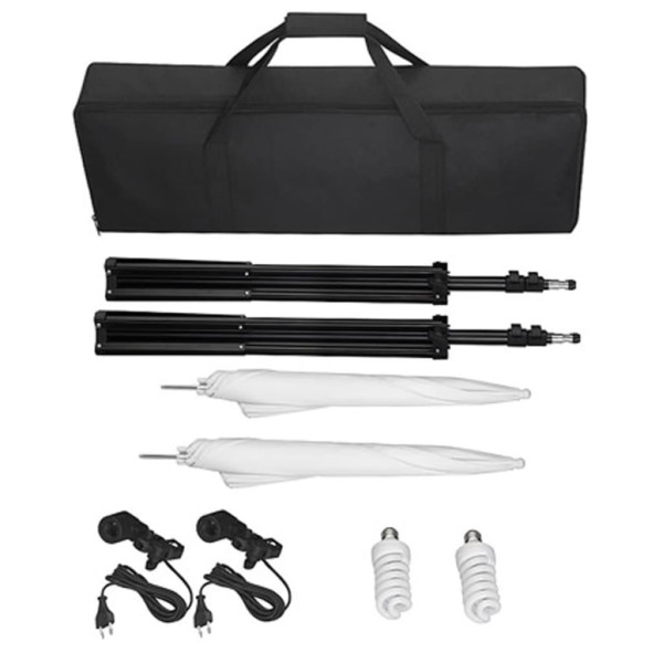 Kit de estúdio com fundo branco 600x300 e luzes M 3