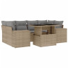 Set sofás de jardín 7 piezas y cojines ratán sintético beige 2